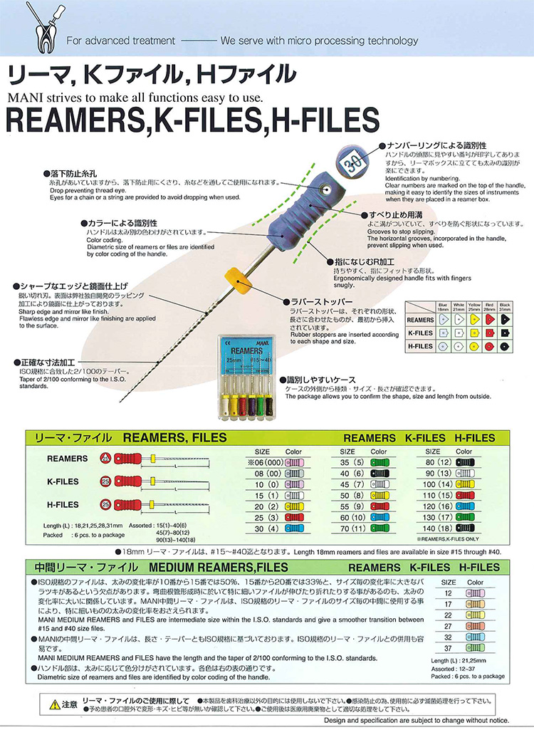 Reamers and K and H files series